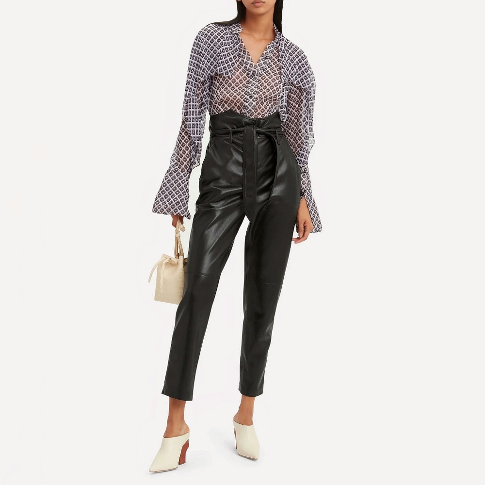 Nanushka High Waisted Ethan Paperbag Butter Soft Vegan Leather Pants